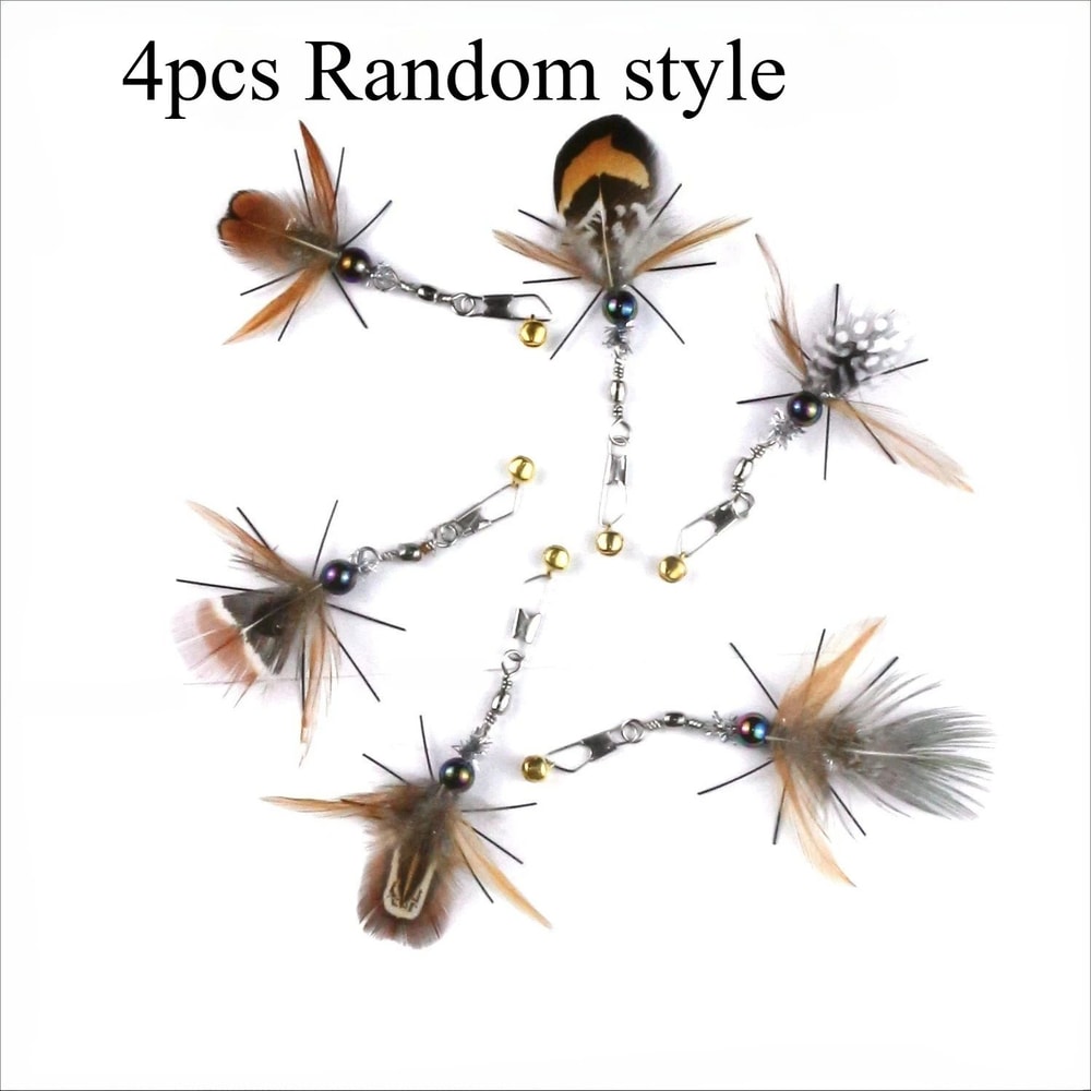 Feather Insect Cat Teaser Wand Replacement Toy Set 8