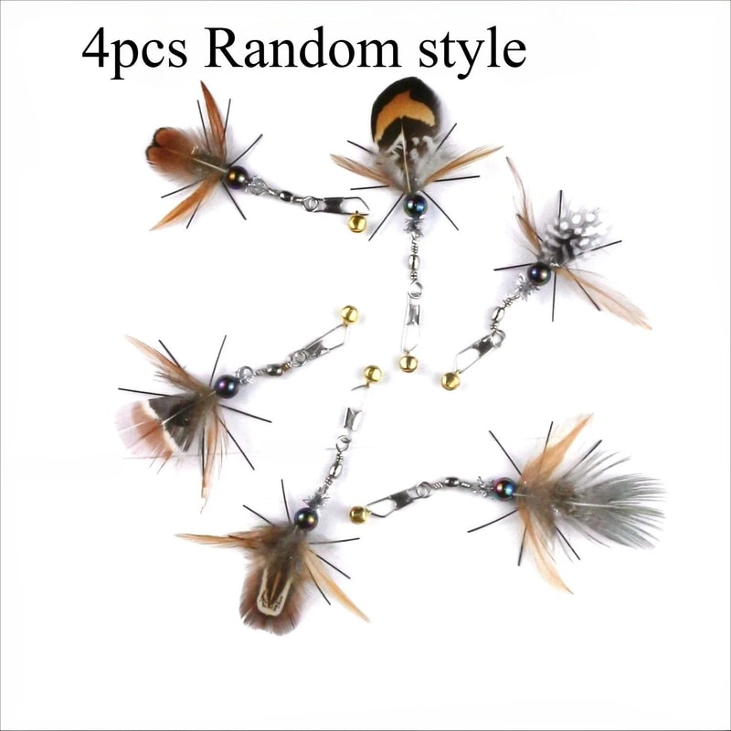 Feather Insect Cat Teaser Wand Replacement Toy Set 8