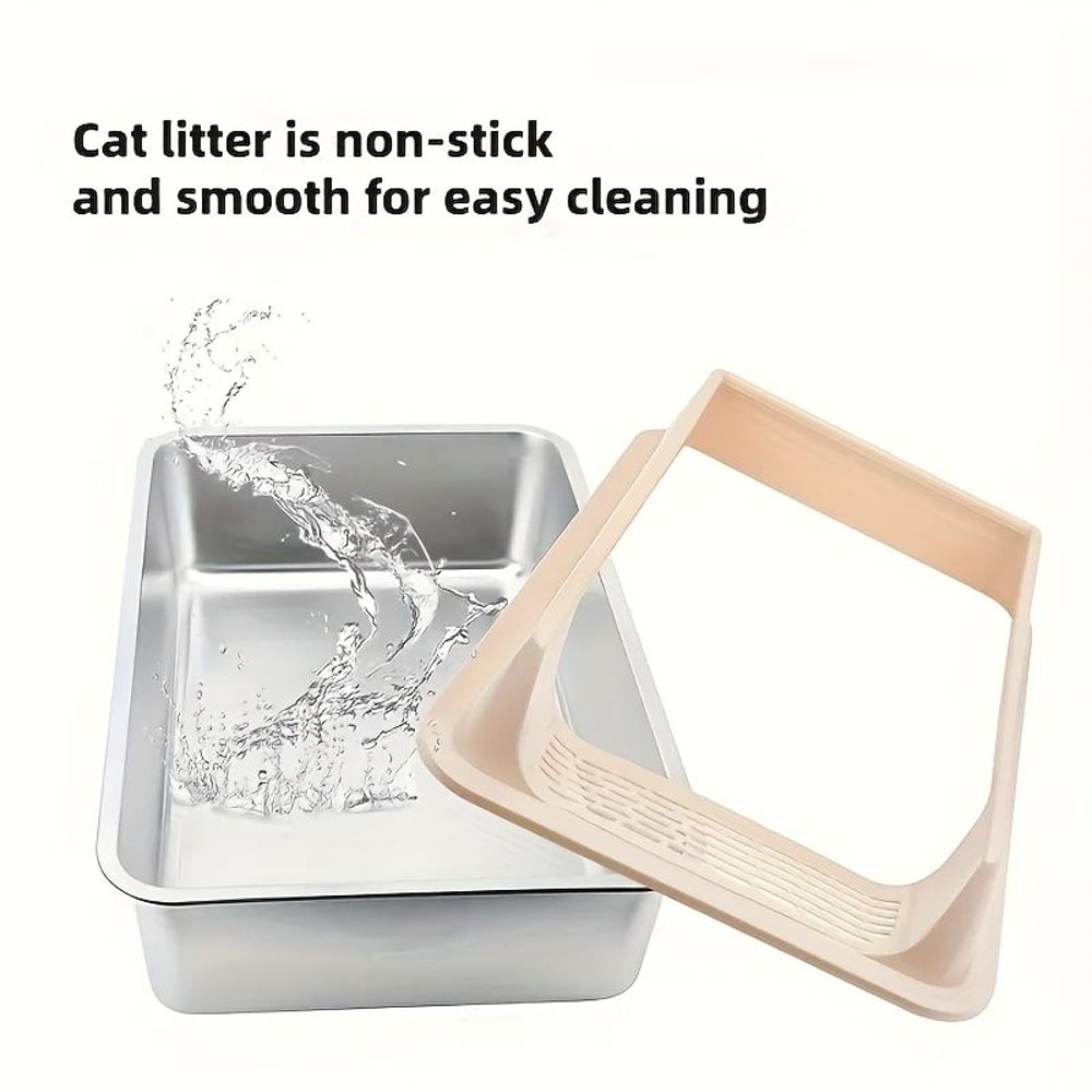 Stainless Steel Semi Enclosed Cat Litter Box 3