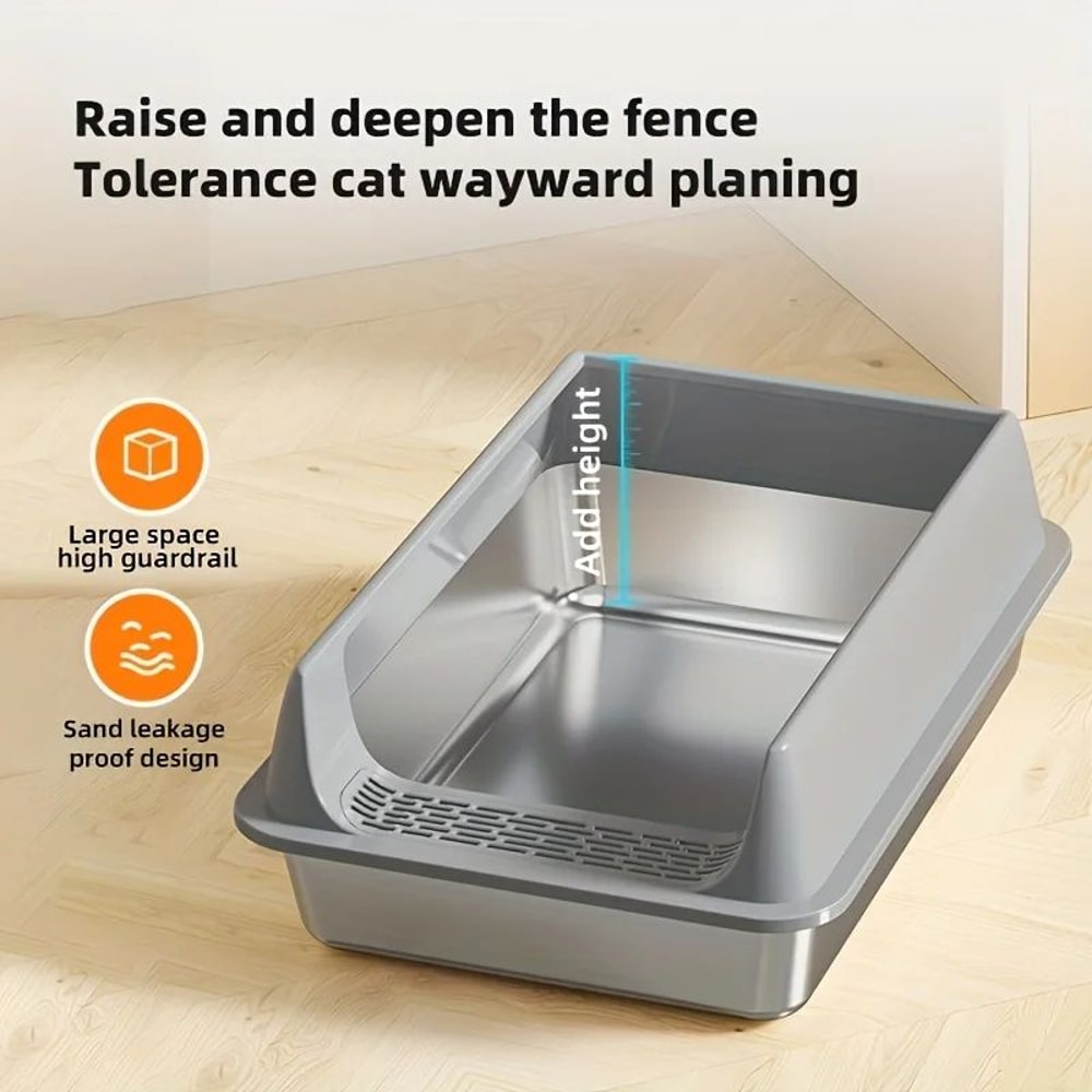 Stainless Steel Semi Enclosed Cat Litter Box 4