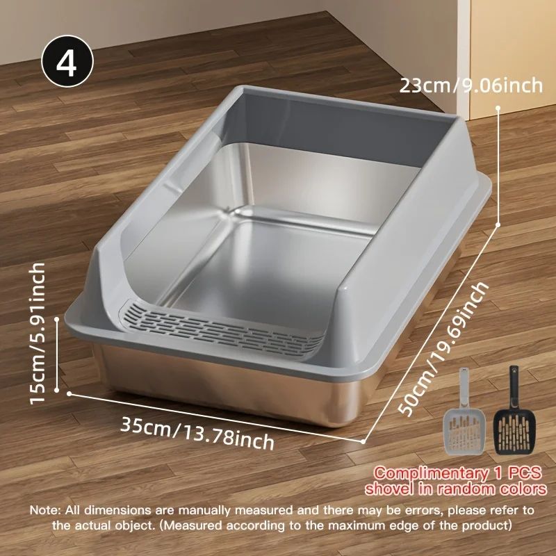Stainless Steel Semi Enclosed Cat Litter Box 15
