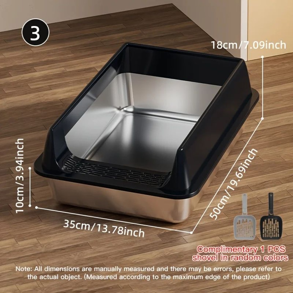 Stainless Steel Semi Enclosed Cat Litter Box 9