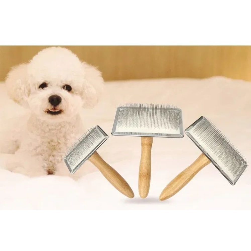Wooden Handle Stainless Steel Pet Grooming Comb 6