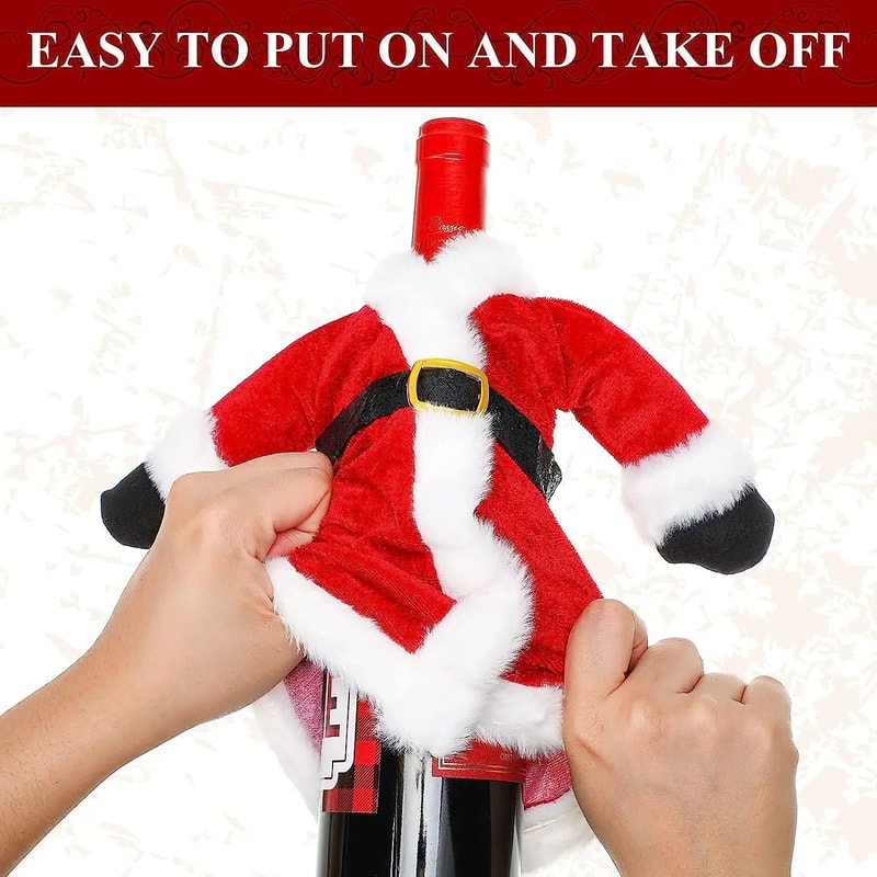 Christmas Wine Bottle Cover Set With Santa And Snowman Design 6