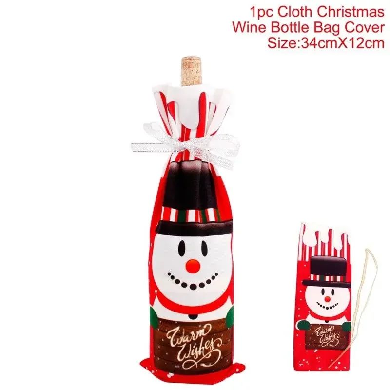 Christmas Wine Bottle Cover Set With Santa And Snowman Design 27