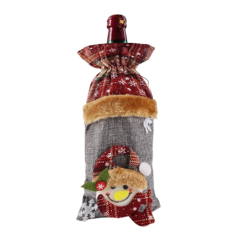 Christmas Wine Bottle Cover Set With Santa And Snowman Design 29