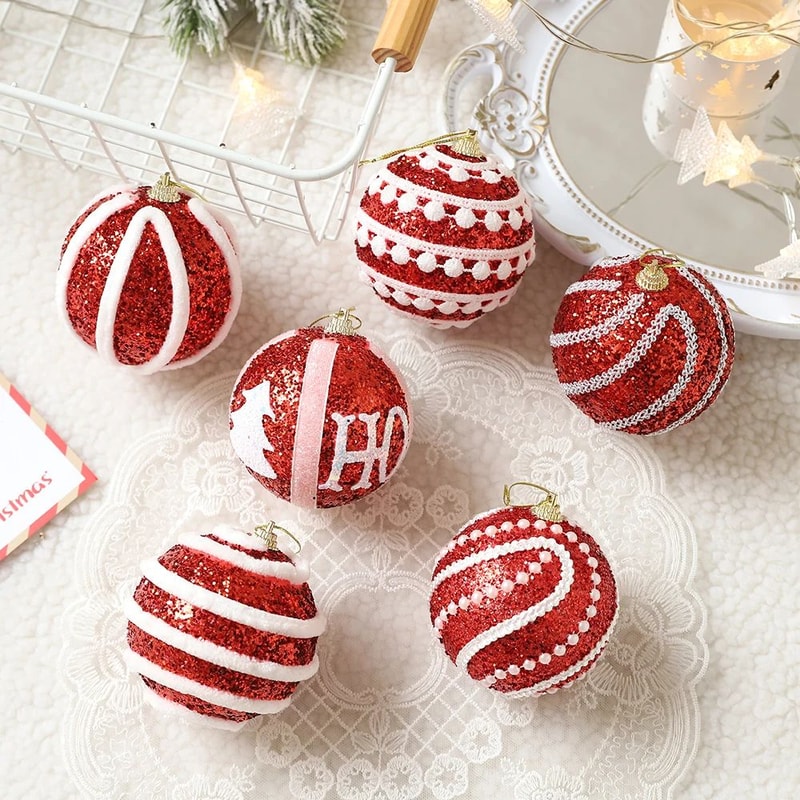 6pcs Christmas Ball Ornament Set For Xmas Tree And Party Decoration 6