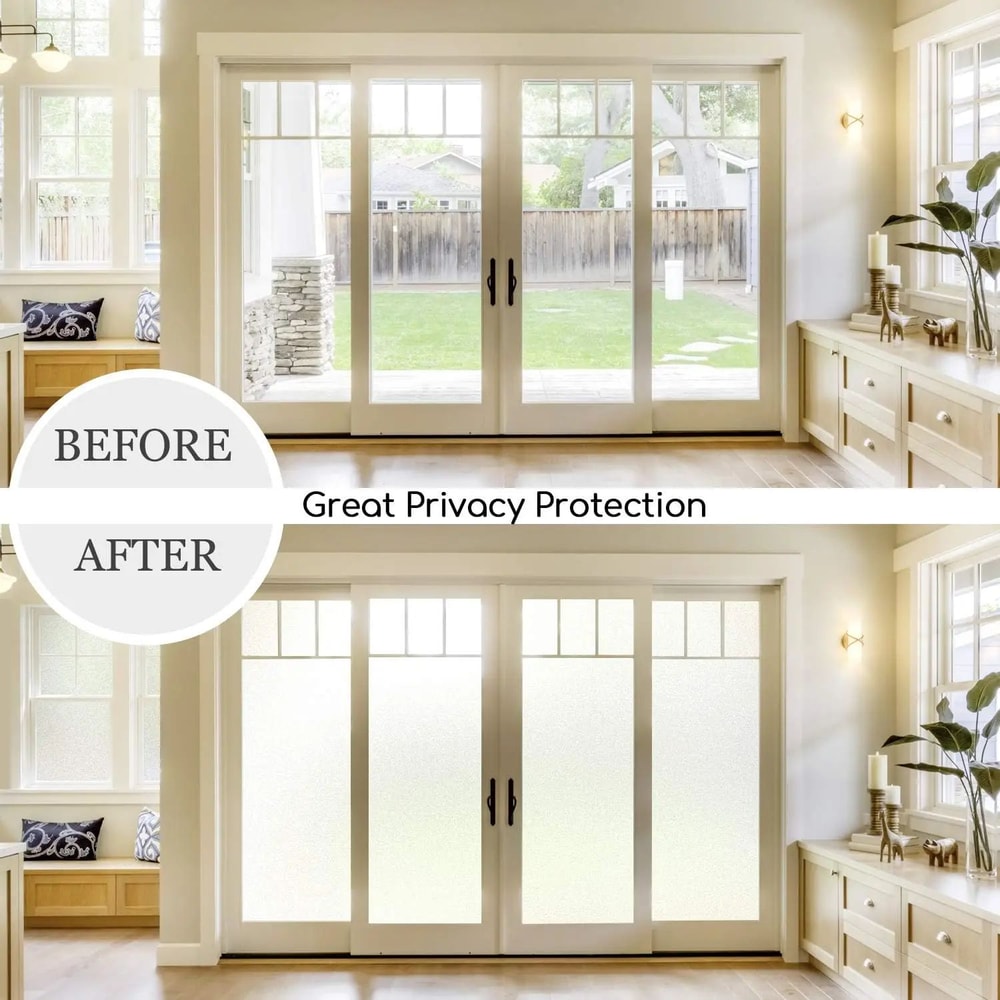 Matte White Frosted Window Privacy Film Static Cling Heat Blocking Glass Cover 0