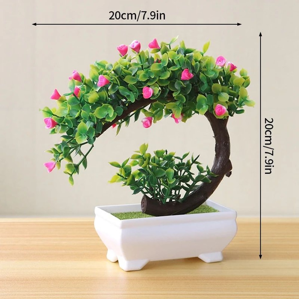 Artificial Potted Bonsai Plant Decorative Fake Flower Tree For Home And Garden 4