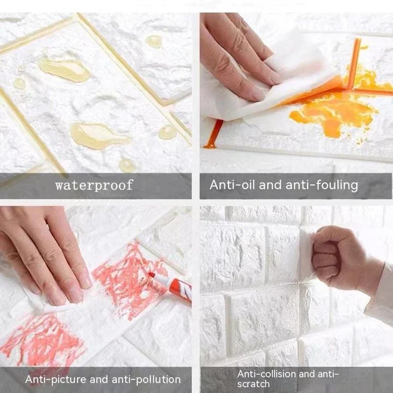 3D Foam Brick Wall Panel Stickers Waterproof Self Adhesive Wallpaper Decor 3