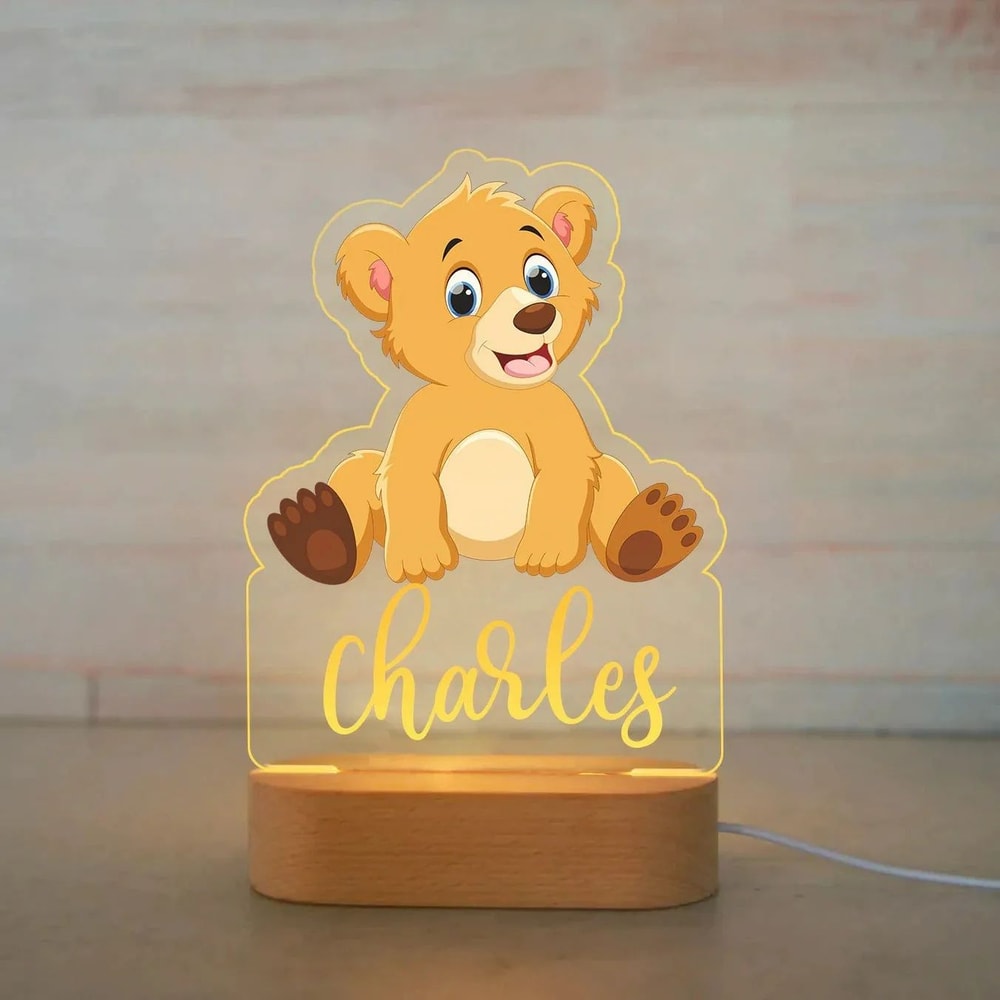 Personalized USB Acrylic Night Light Custom Name Animal Lamp For Kids Bedroom 15