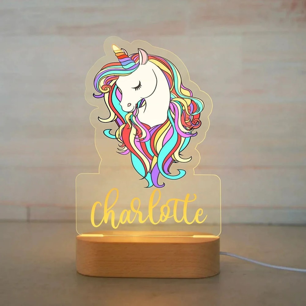 Personalized USB Acrylic Night Light Custom Name Animal Lamp For Kids Bedroom 17