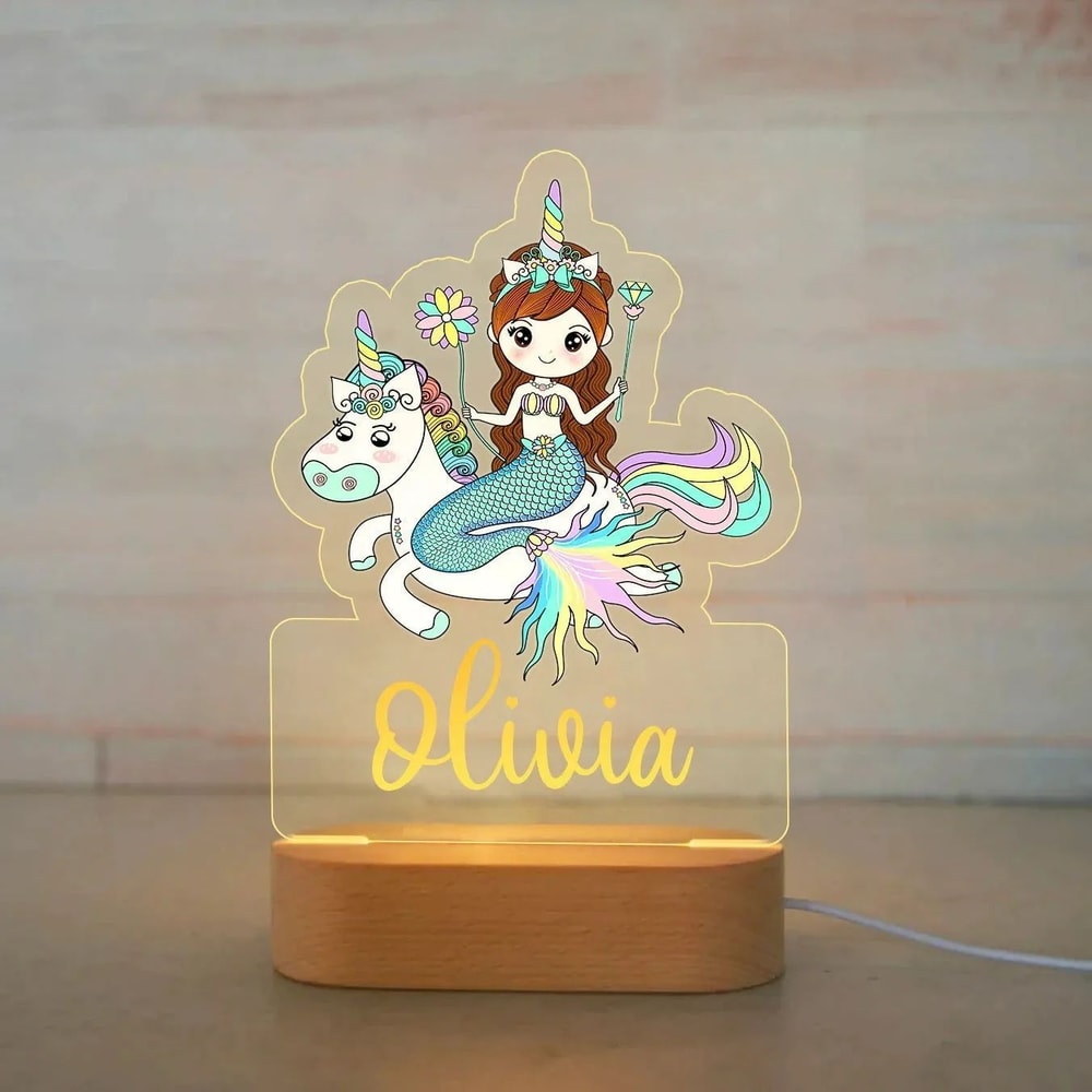 Personalized USB Acrylic Night Light Custom Name Animal Lamp For Kids Bedroom 19