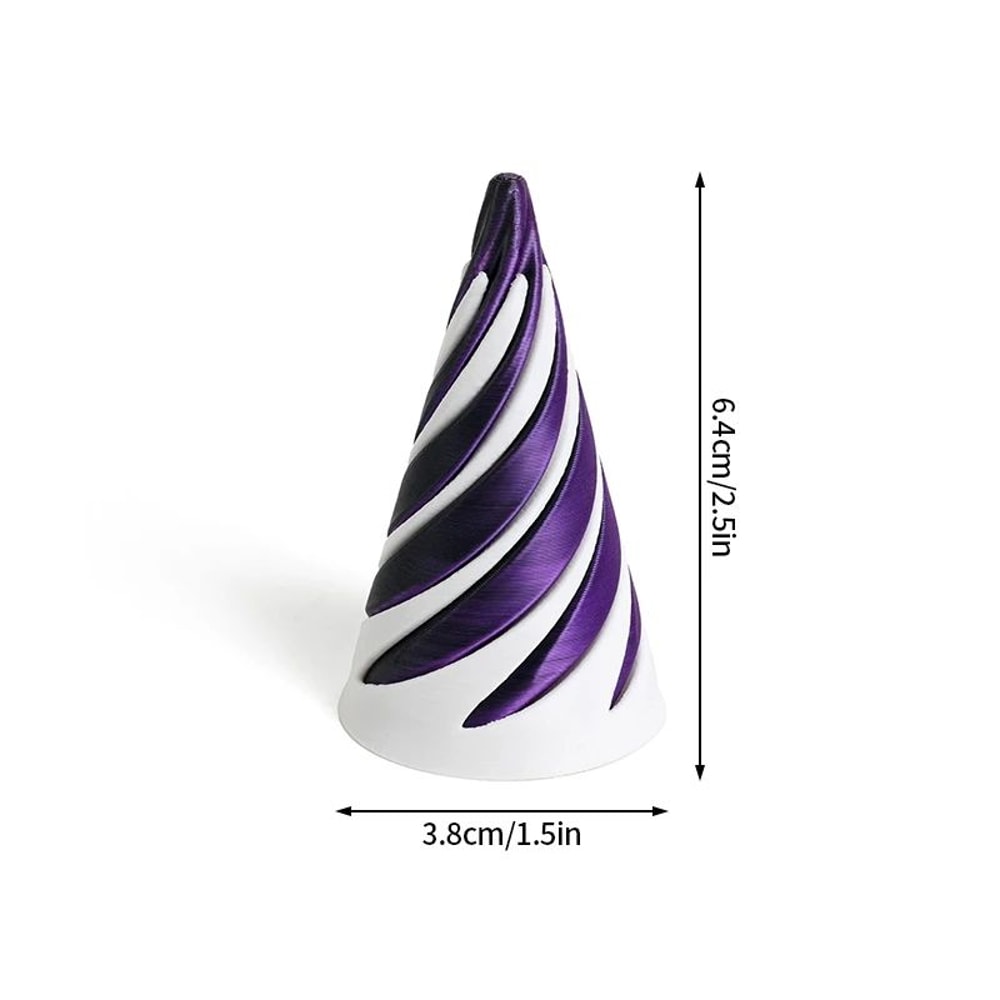 3D Printed Rotating Spiral Cone Fidget Toy Impossible Pyramid Bunny Desk Decor 11