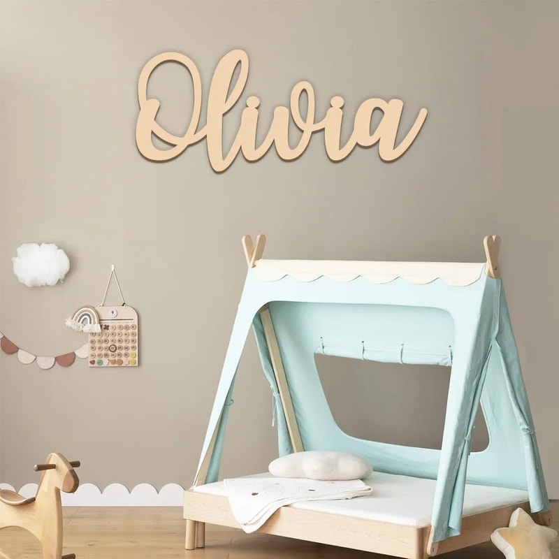 Custom Wooden Name Sign Personalized Nursery Wall Decor For Baby Room 1