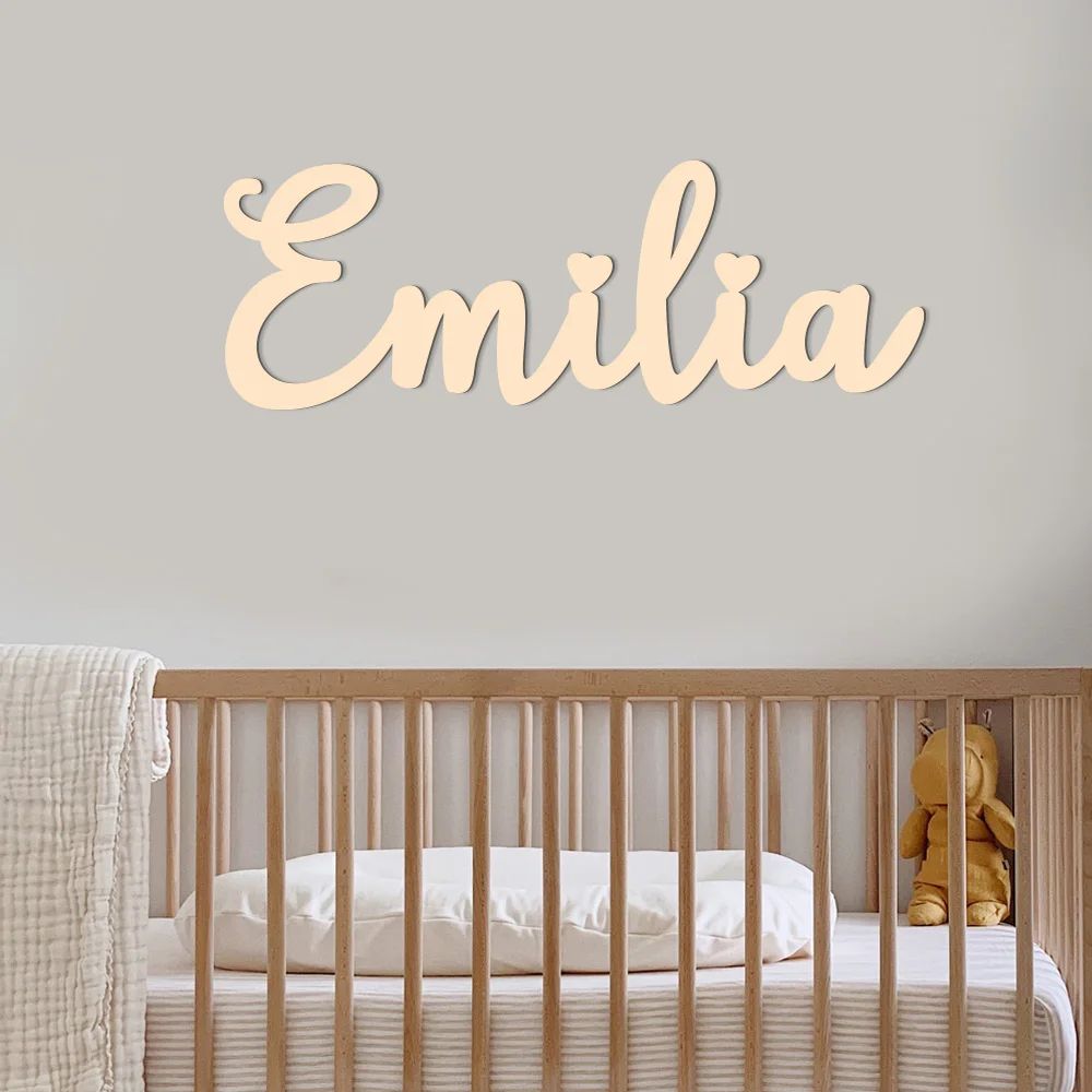Custom Wooden Name Sign Personalized Nursery Wall Decor For Baby Room 7