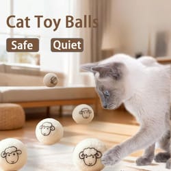 quiet wool felt cat ball toy set