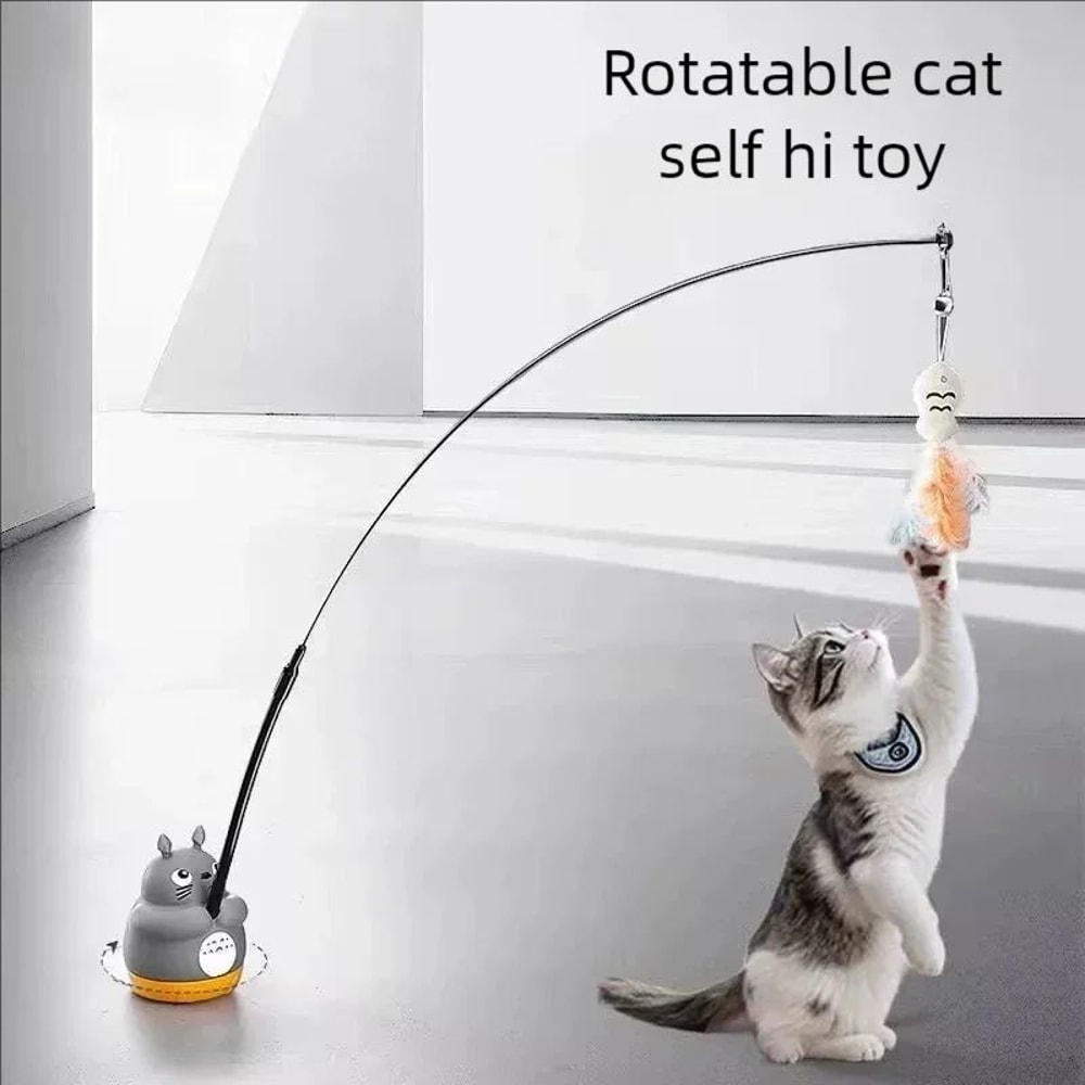 Rotating Totoro Cat Teaser Wand Toy 1