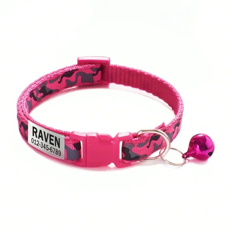 Personalized Camouflage Cat Collar With Bell 2