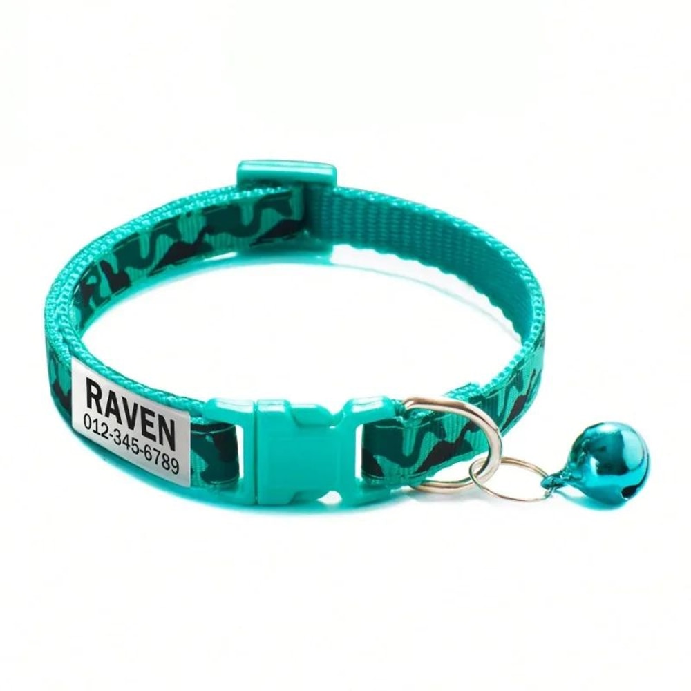 Personalized Camouflage Cat Collar With Bell 11