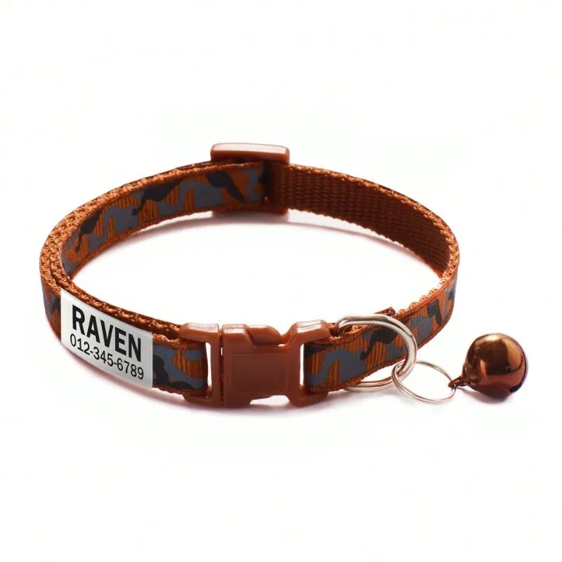 Personalized Camouflage Cat Collar With Bell 4