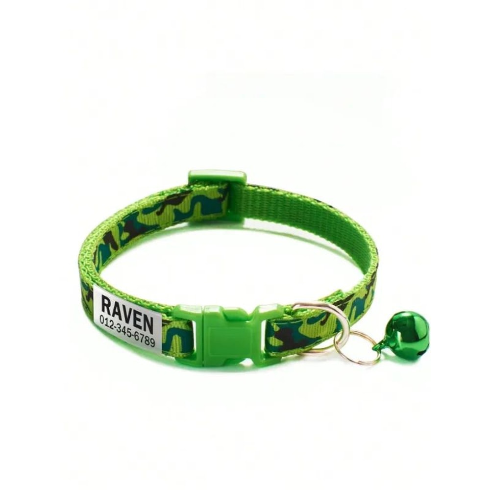 Personalized Camouflage Cat Collar With Bell 5