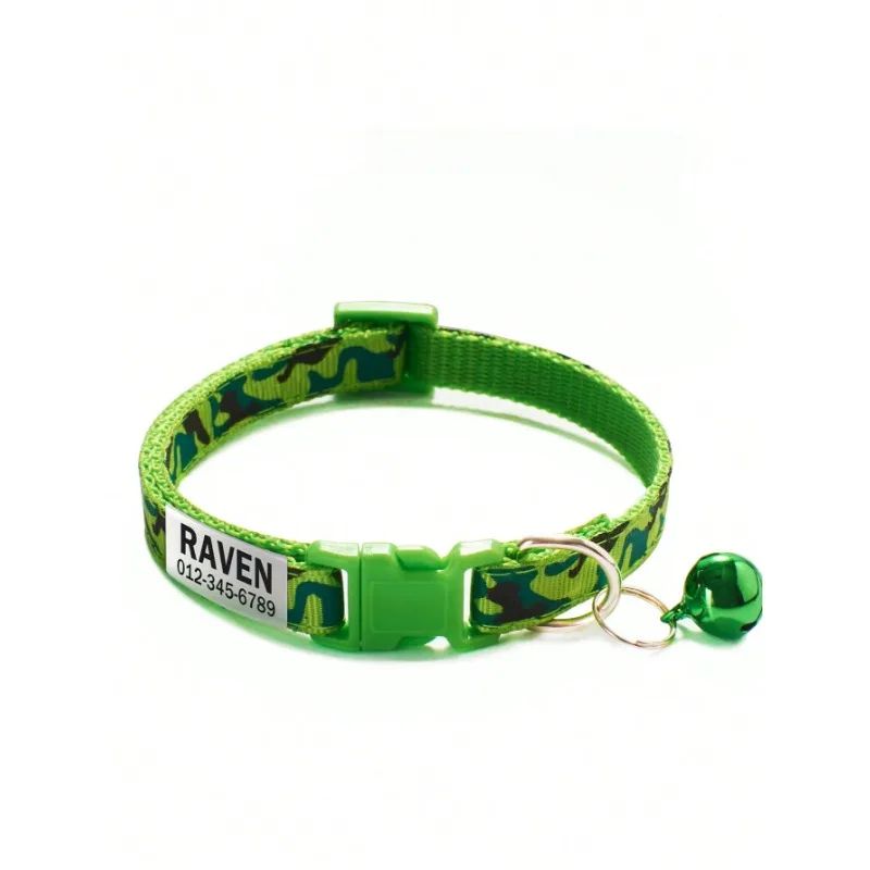 Personalized Camouflage Cat Collar With Bell 5