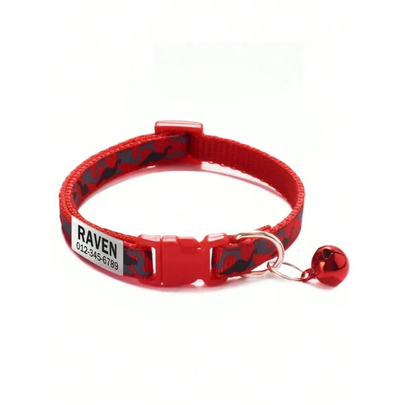 Personalized Camouflage Cat Collar With Bell 6