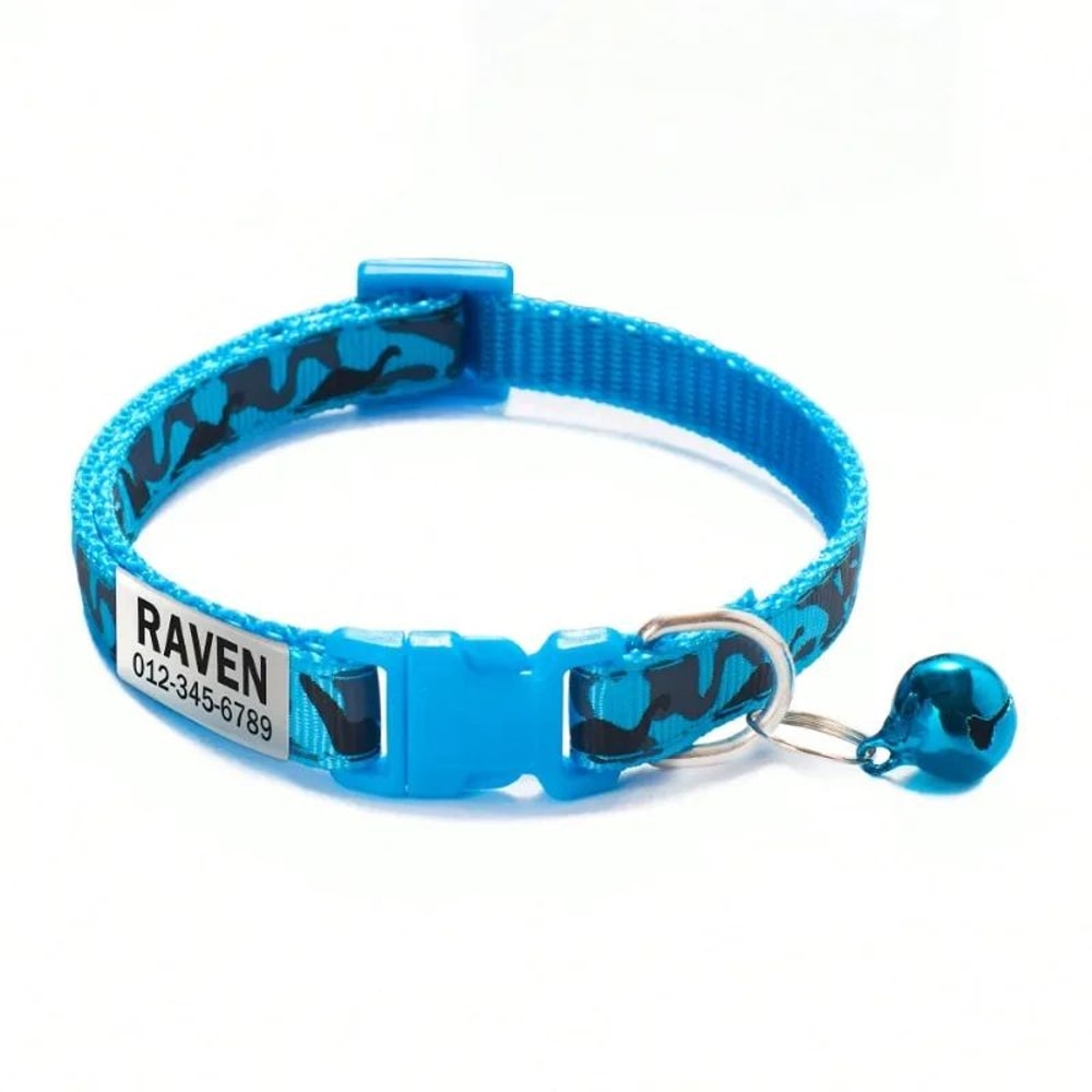 Personalized Camouflage Cat Collar With Bell 8