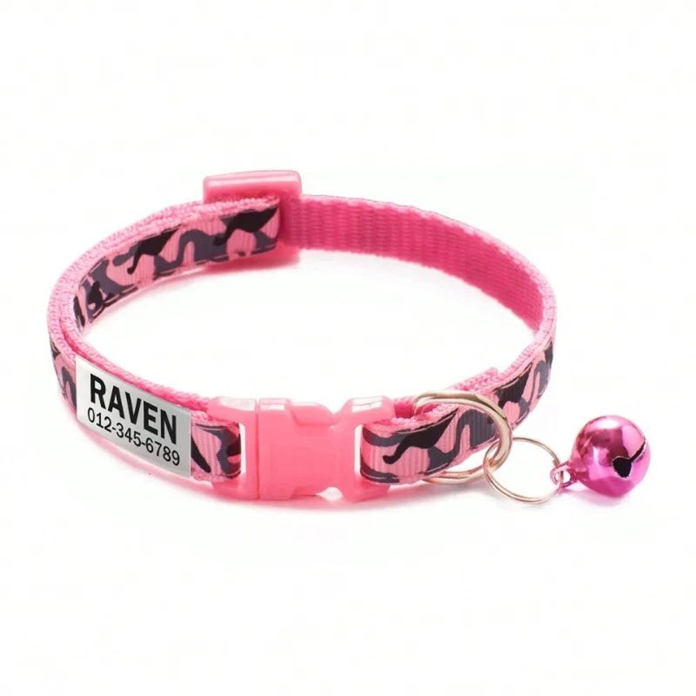 Personalized Camouflage Cat Collar With Bell 9