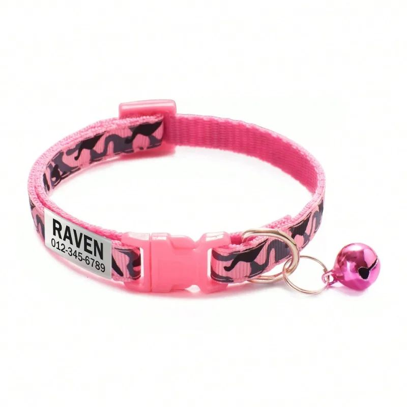 Personalized Camouflage Cat Collar With Bell 9