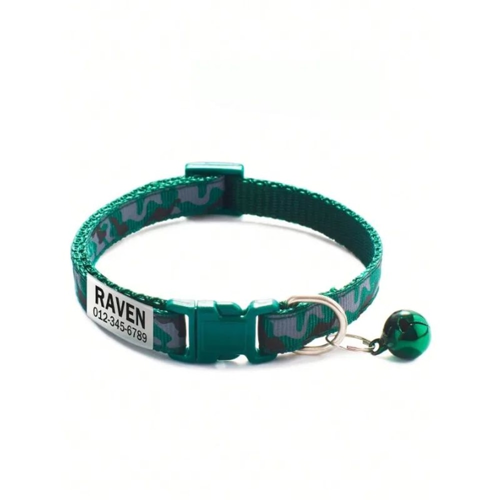 Personalized Camouflage Cat Collar With Bell 10