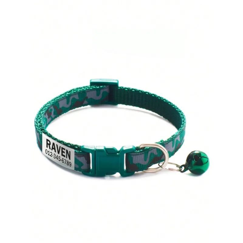 Personalized Camouflage Cat Collar With Bell 10