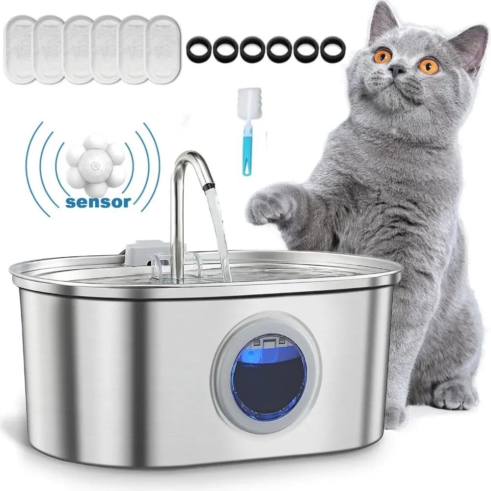 32L Stainless Steel Automatic Cat Water Fountain 0
