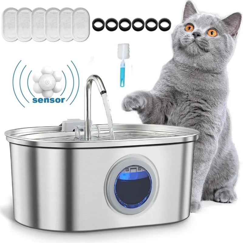 32L Stainless Steel Automatic Cat Water Fountain 0