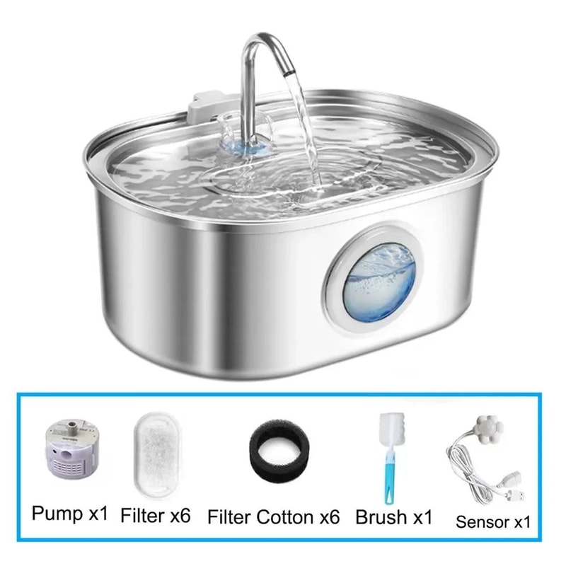 32L Stainless Steel Automatic Cat Water Fountain 7