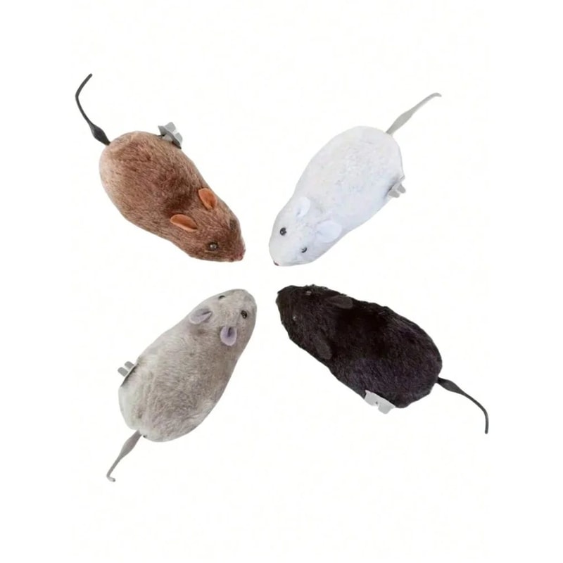 Wind Up Plush Mouse Cat Toy Set 8