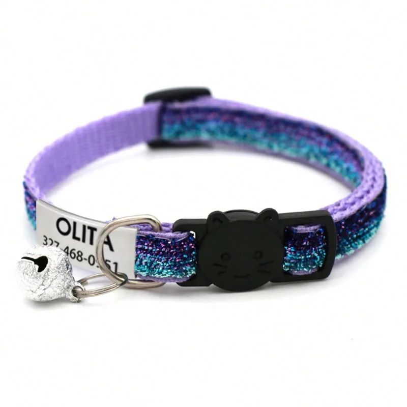 Customized Glitter Cat Collar With Bell 9
