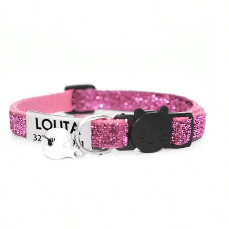 Customized Glitter Cat Collar With Bell 15