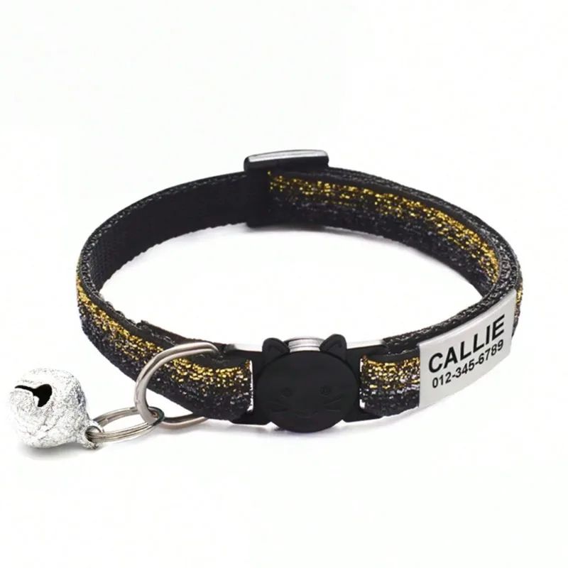 Customized Glitter Cat Collar With Bell 10