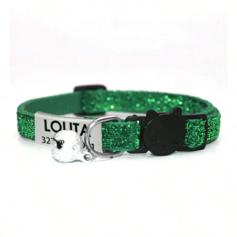 Customized Glitter Cat Collar With Bell 11