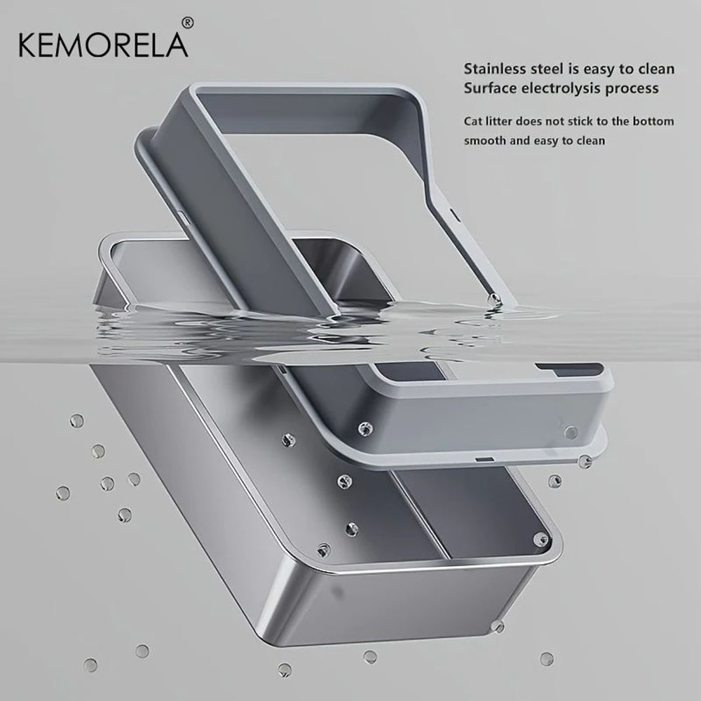 KEMORELA XL Stainless Steel Cat Litter Box With Lid 1