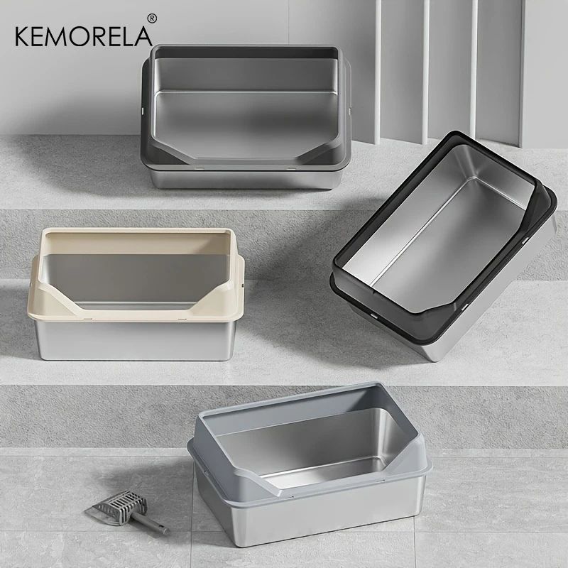 KEMORELA XL Stainless Steel Cat Litter Box With Lid 3
