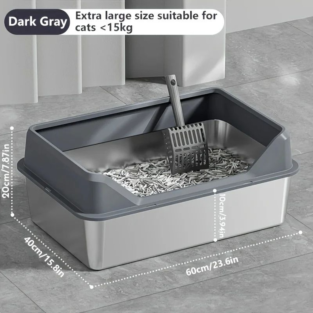 KEMORELA XL Stainless Steel Cat Litter Box With Lid 7