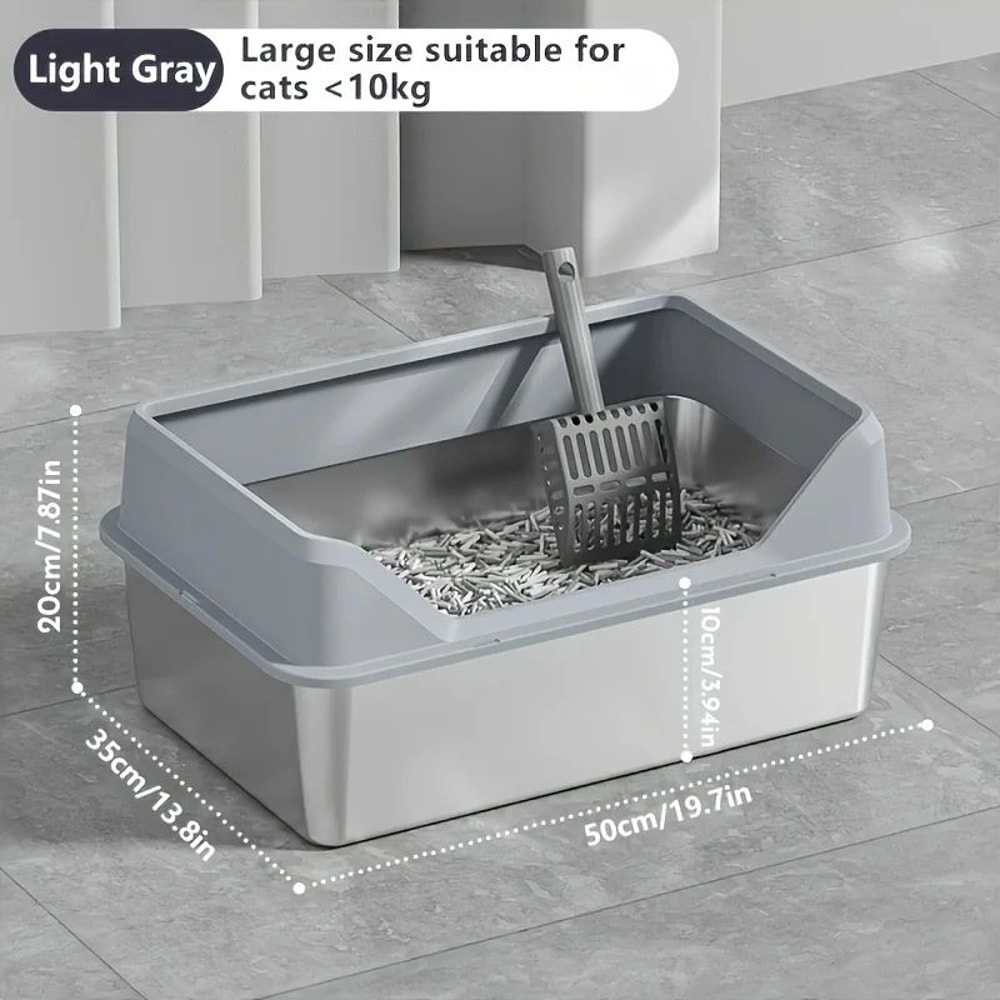 KEMORELA XL Stainless Steel Cat Litter Box With Lid 8