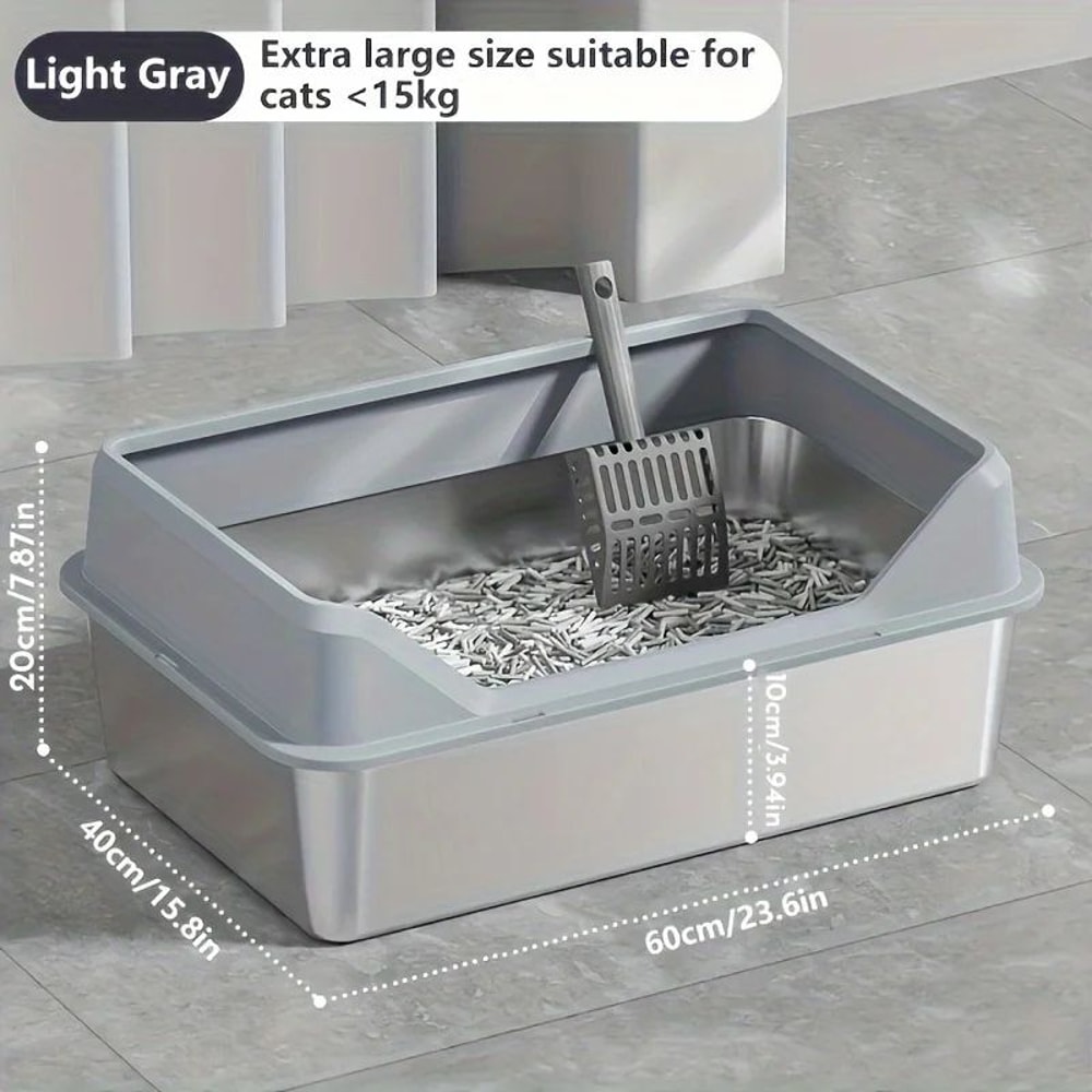 KEMORELA XL Stainless Steel Cat Litter Box With Lid 9