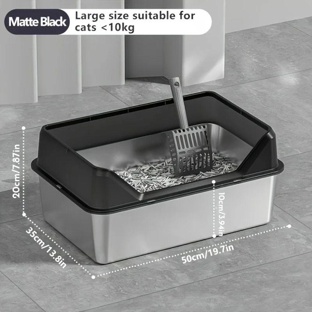 KEMORELA XL Stainless Steel Cat Litter Box With Lid 10