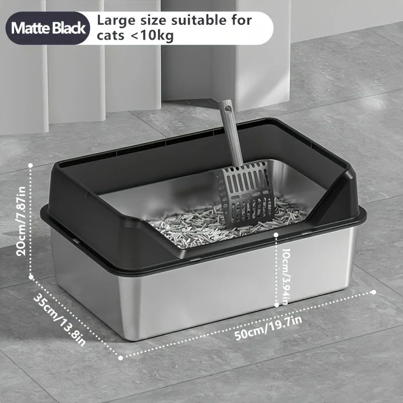 KEMORELA XL Stainless Steel Cat Litter Box With Lid 10