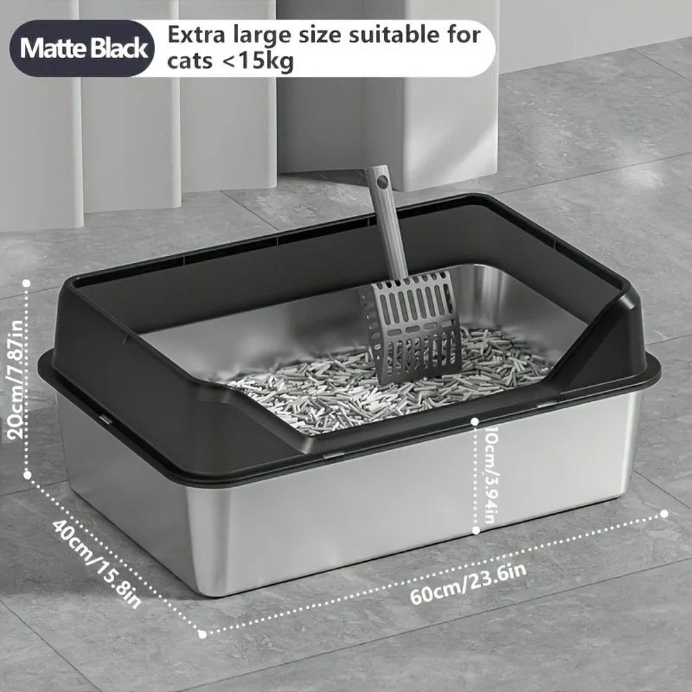 KEMORELA XL Stainless Steel Cat Litter Box With Lid 11