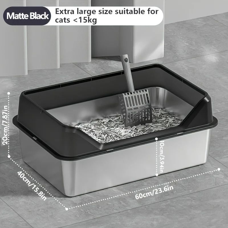 KEMORELA XL Stainless Steel Cat Litter Box With Lid 11